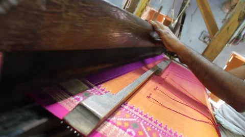 Close up of weaver on handloom Stock Footage 49170106