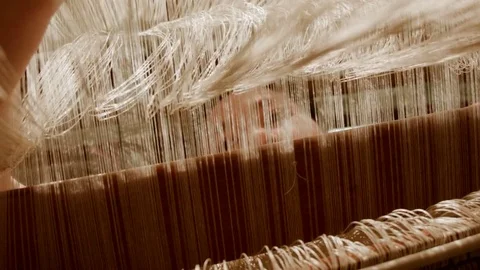 Close Up on Weaving Loom Stock Footage 74201745