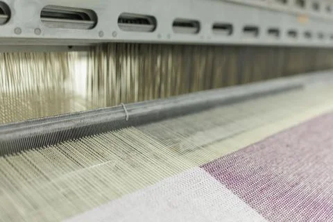 Close-Up of Weaving Machine in Wool Production Factory Stock Photos
