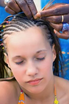 Close-up of weaving of a plait Stock Photos