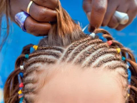 Close-up of weaving of a plait Stock Photos