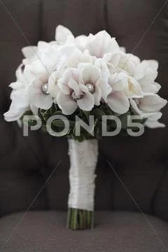 Close-Up Of Wedding Bouquet With Gem Stones, Canada