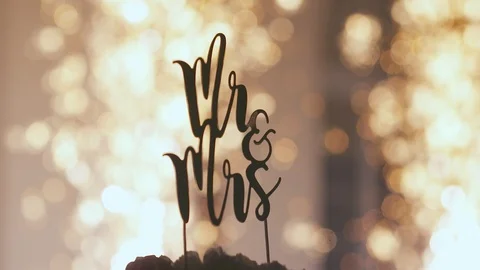 Close up of wedding cake at reception Stock Footage