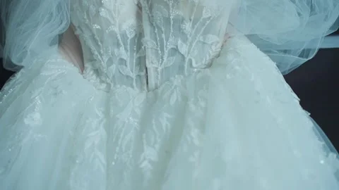 A close-up of a wedding dress 库存影片 329249396