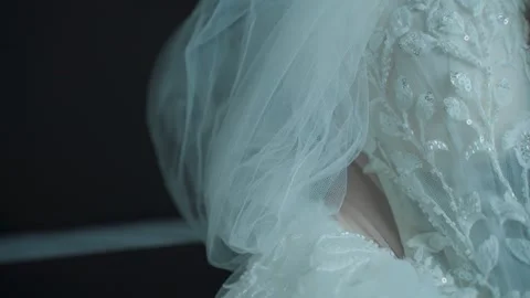A close-up of a wedding dress 스톡 동영상 329249434