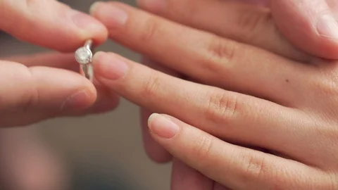 Close up wedding ring on the bride's hand Stock Footage 127996502