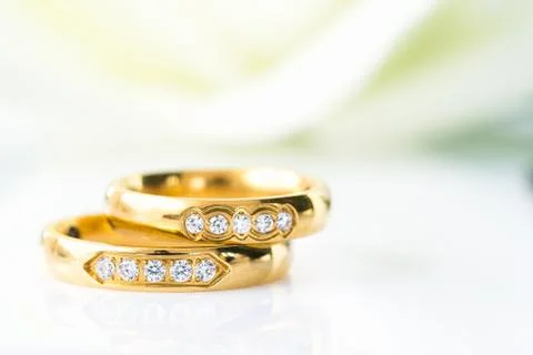 Close up Wedding ring on white Stock Photos