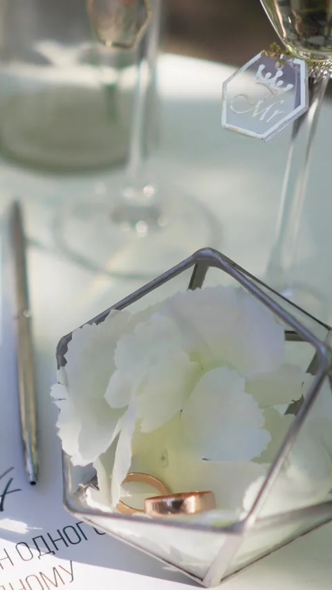 A close-up of wedding rings against a light background, symbolizing love Stock Footage 300958971