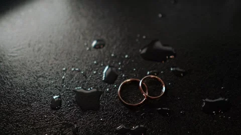 Close-up of the wedding rings of the bride and groom before the outdoor ceremony 動画素材 264784864