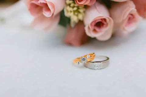 Close-up of wedding rings Stock Photos