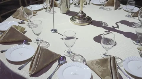 Close-up wedding table decoration Stock Footage 305293077