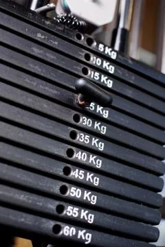 Close up of weights in a gym Stock Photos