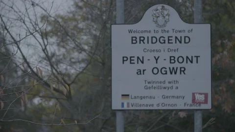 Close Up Welcome to bridgend Stock Footage