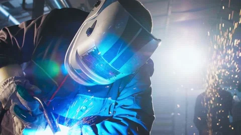 Close up of a welder welding Stock Footage 148512722