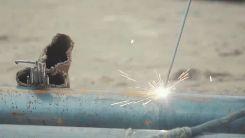 Close-up of the welding machine operation Stockbeeldmateriaal 147178670