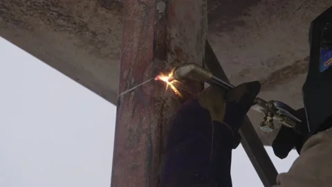 Close Up Welding Post Video stock 154050932