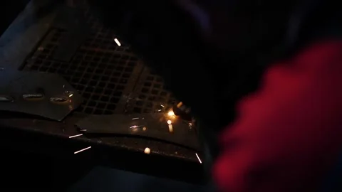 Close-Up of Welding Process with Sparks and Bright Arc Light Stock Footage 306682178