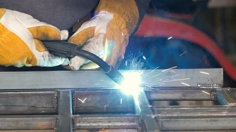 Close up of welding on steel Stock Footage 100735835