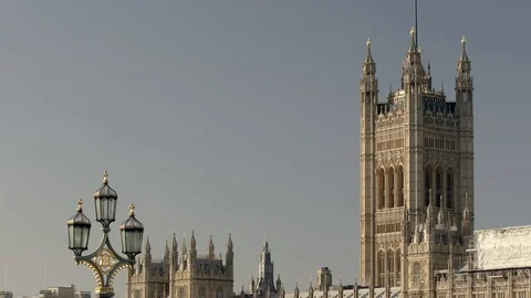 Close up of the Westminster Abbey tower. Video stock 128164182