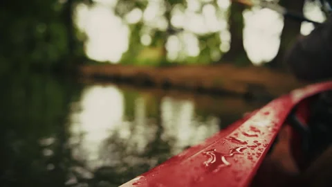 Close-Up of Wet Kayak Edge on River, Spreewald Germany Video stock 320732207
