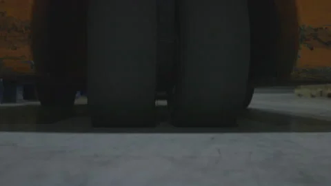 Close-Up of Wheels on a Forklift Stock Footage 139313411
