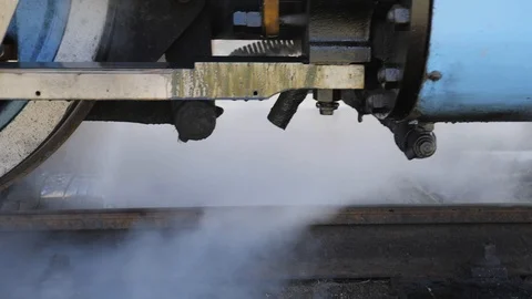 Close up of the wheels of a vintage steam train Stock Footage 102330983