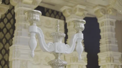 A close-up of a white and silver candelabra Stock-Footage 305293005