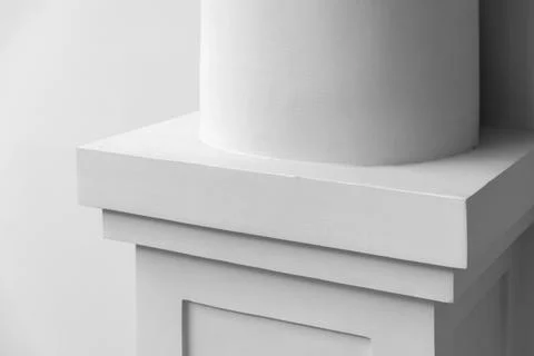 Close-up of a white architectural column base and pedestal Stock Photos