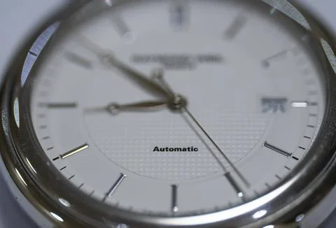 Close Up of White Automatic Watch Face Stock Photos