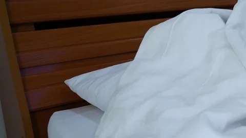 Close up on white bed Stock Footage 78631363