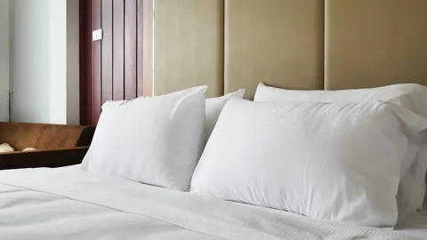 Close up white bed. Stock Footage 135237692