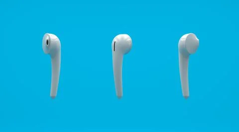Close up white bluetooth earphone mock up Stock Illustration