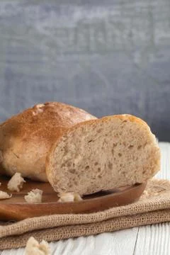 Close up of white bread bun on plate Stock Photos