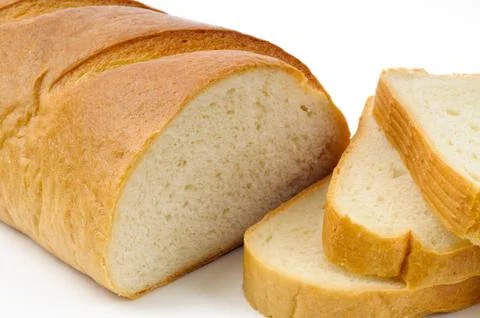 Close-up of white bread with slices Stockfoto's
