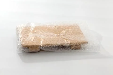 Close up of White Bubble Wrap Chopping Wood Stock Photos