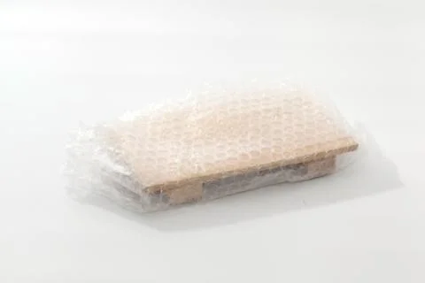 Close up of White Bubble Wrap Chopping Wood Stock Photos