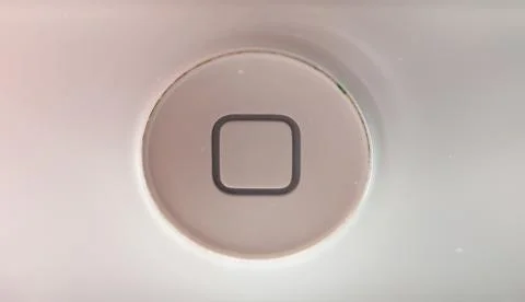 Close up of white button on phone with square Stock Photos