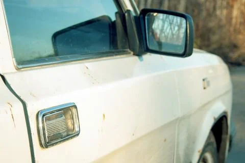 Close-up of white car Stock Photos