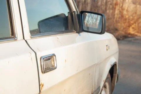 Close-up of white car Stock Photos