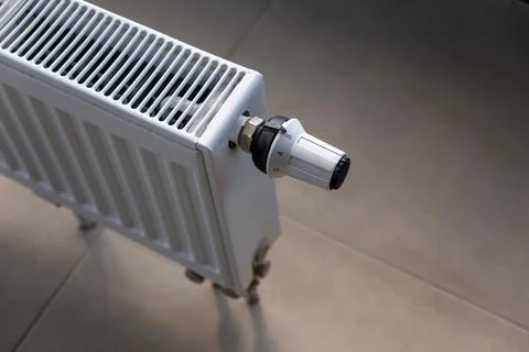 Close-up of white central heating floor radiator 写真素材