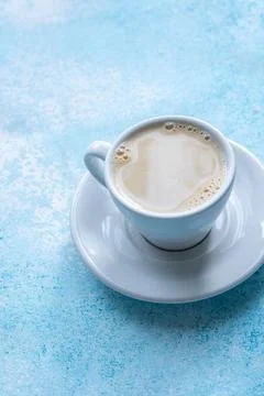 Close-up of white ceramic cup with fresh cafe latte art Stock Photos