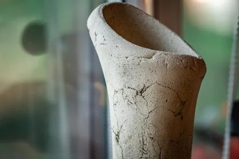 Close Up of a White Ceramic Vase With Cracked Glaze Stock Photos