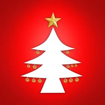 Close up white Chrismas tree icon Stock Illustration