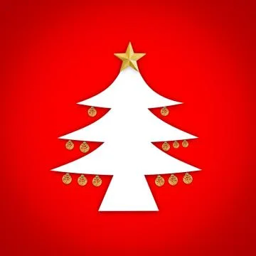 Close up white Chrismas tree icon Stock Illustration