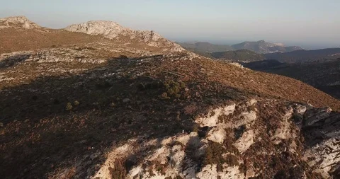 Close-up of white cliffs on the ocean from a bird's-eye view Stock Footage 130169659