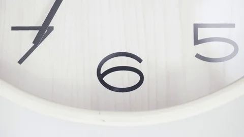 Close up white clock with big black numbers dial. Modern design Stock Footage 81664908