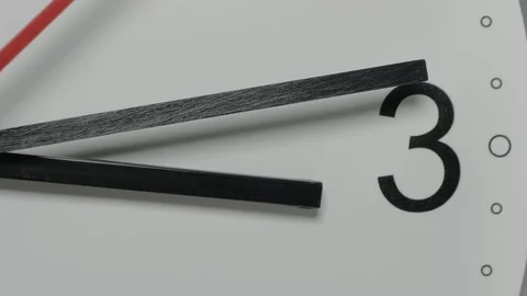 Close-up of a white clock face suggesting the passing of time. Round white clock Stock Footage 99970026