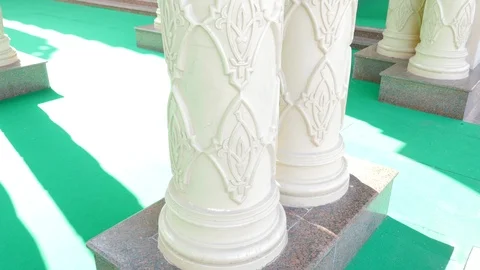 Close-Up of a White Column in the Mosque Stock Footage 88030768