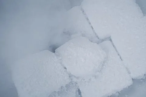 Close-up of white dry ice blocks Stock Photos