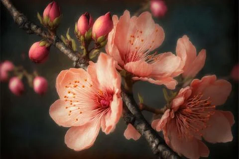 Close-Up Of White Flowers On Tree Stock Illustration